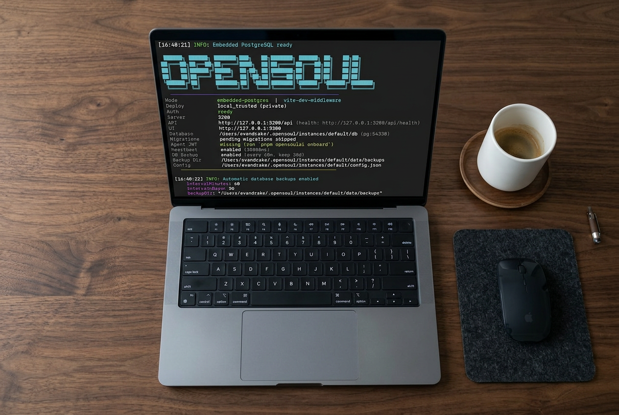 Opensoul running on a laptop