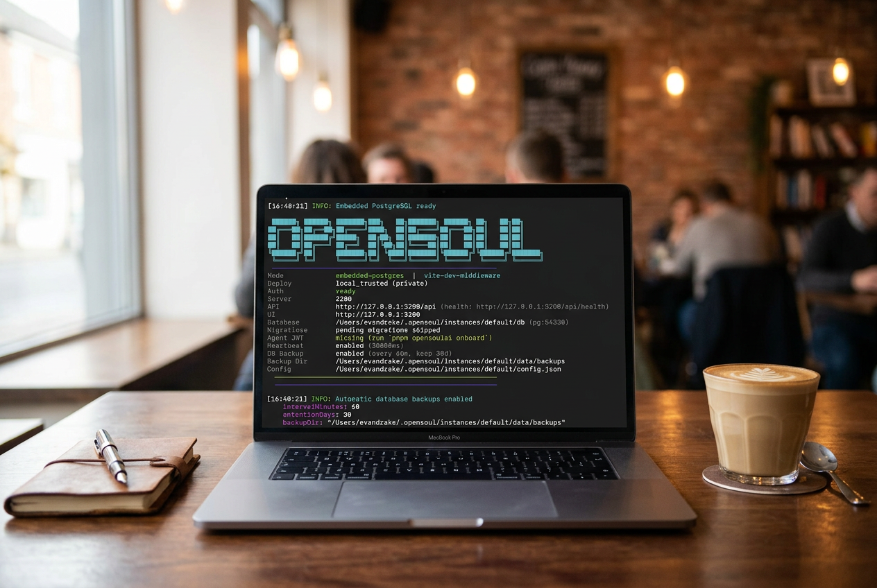 Opensoul running in a coffee shop
